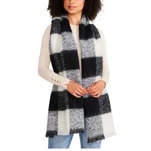 Steve Madden BLACK MULTI Women's Two-Tone Buffalo Check Blanket Scarf, O/S‎ NWT